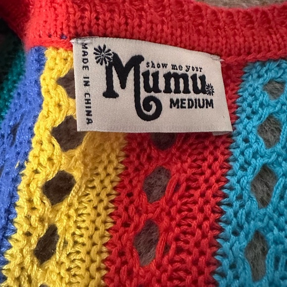 Show Me Your MuMu Multicolor Knit Summer Sweater Swim Coverup M - Picture 3 of 7
